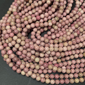 Rhodonite 8mm round natural gemstone beads 15" strand - Oz Beads 