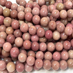 Rhodonite 8mm round natural gemstone beads 15" strand - Oz Beads 