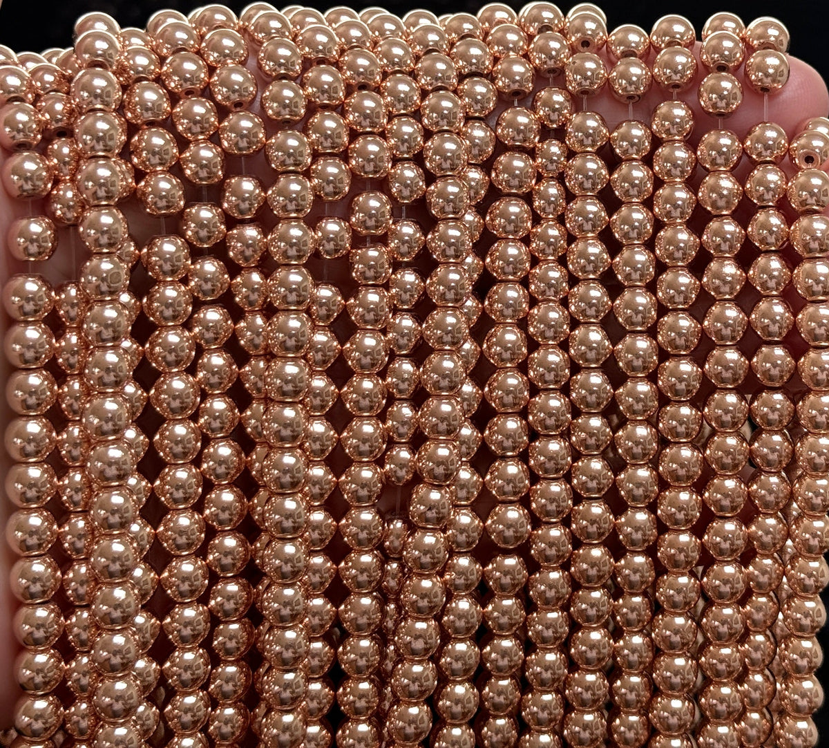 Rose Gold Electroplated Hematite 6mm round spacer beads 15.5" strand - Oz Beads 