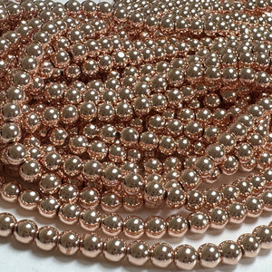 Rose Gold Electroplated Hematite 6mm round spacer beads 15.5" strand - Oz Beads 
