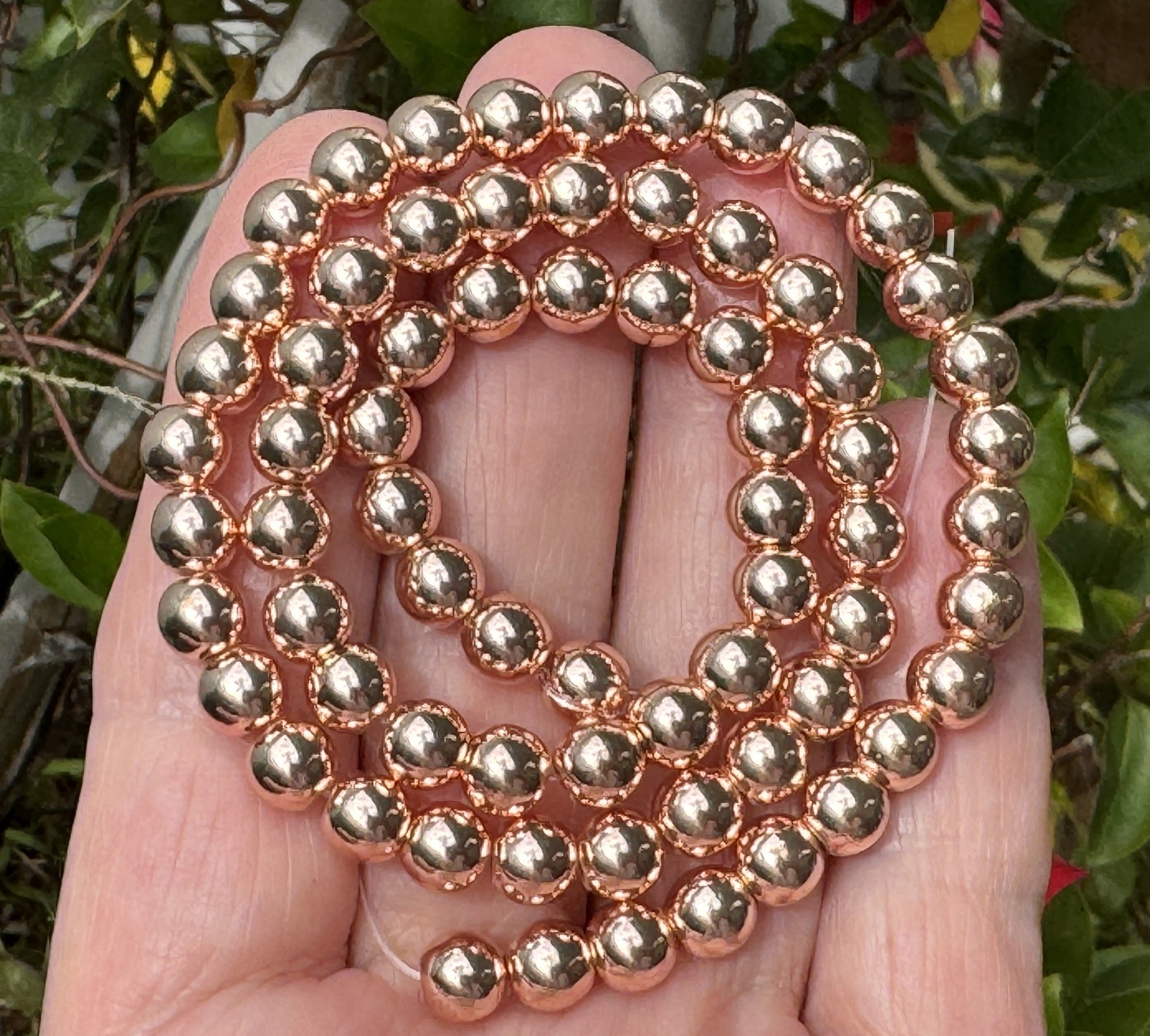 Rose Gold Electroplated Hematite 6mm round spacer beads 15.5" strand - Oz Beads 