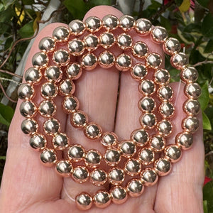 Rose Gold Electroplated Hematite 6mm round spacer beads 15.5" strand - Oz Beads 