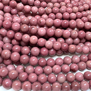 Rose Pink Rhodonite 6mm round natural gemstone beads 15" strand - Oz Beads 