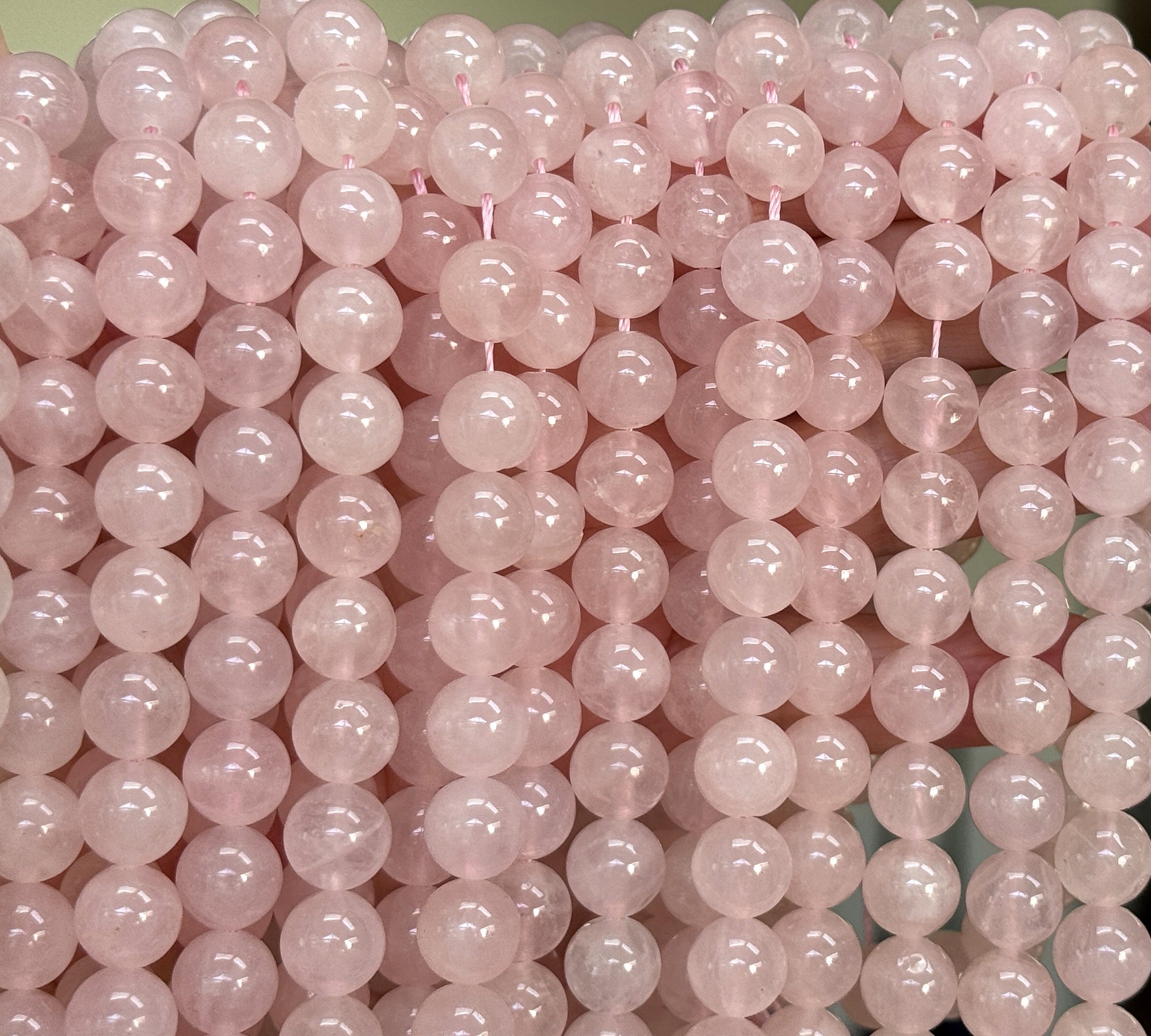 Rose Quartz 10mm round gemstone beads 15" strand - Oz Beads 