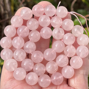 Rose Quartz 10mm round gemstone beads 15" strand - Oz Beads 