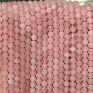 Rose Quartz 4mm faceted round natural gemstone beads 15.5" strand - Oz Beads 