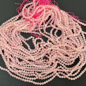 Rose Quartz 4mm faceted round natural gemstone beads 15.5" strand - Oz Beads 