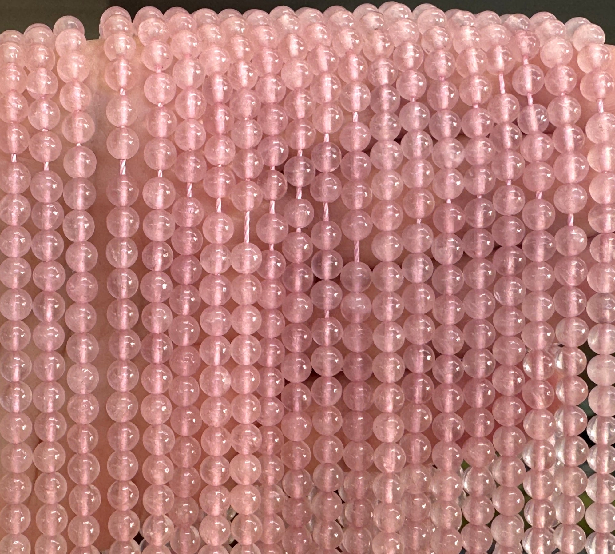 Rose Quartz 4mm round natural gemstone beads 15.5" strand - Oz Beads 