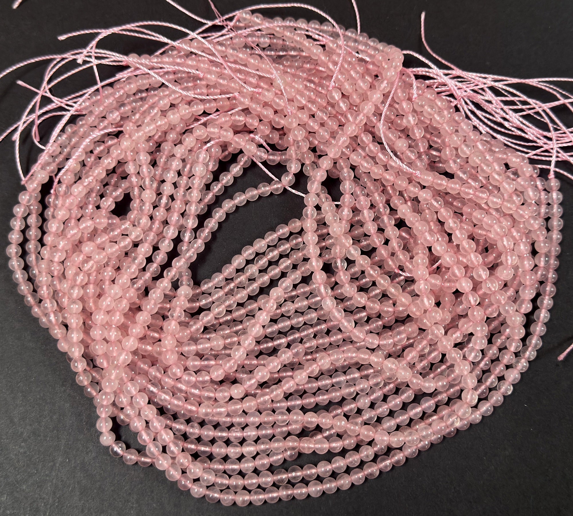 Rose Quartz 4mm round natural gemstone beads 15.5" strand - Oz Beads 