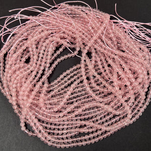 Rose Quartz 4mm round natural gemstone beads 15.5" strand - Oz Beads 