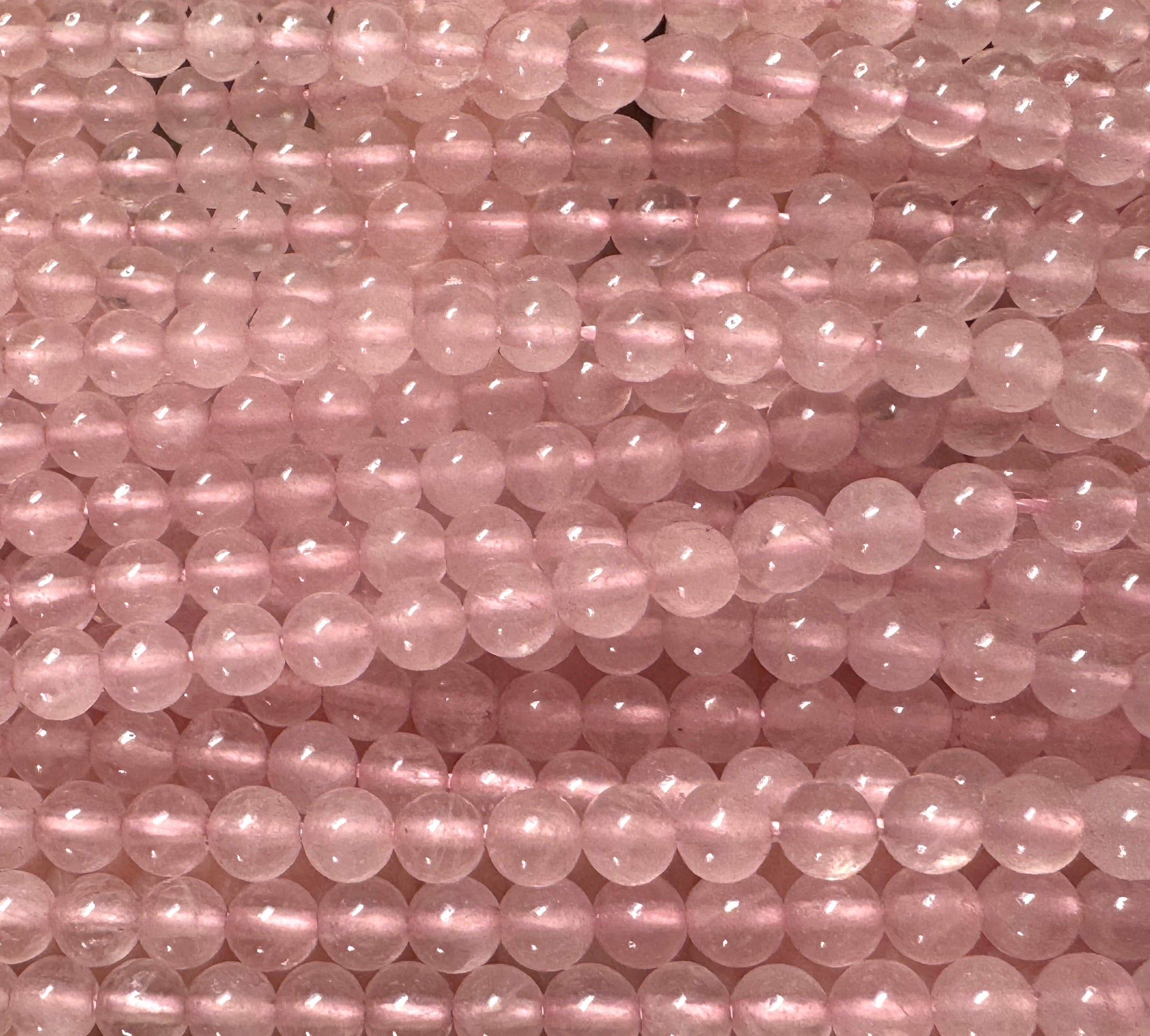 Rose Quartz 4mm round natural gemstone beads 15.5" strand - Oz Beads 