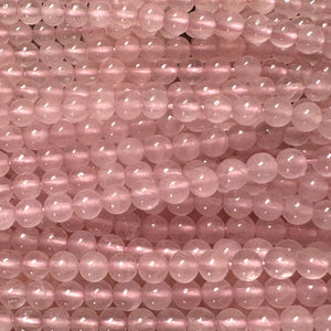 Rose Quartz 4mm round natural gemstone beads 15.5" strand - Oz Beads 