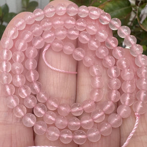 Rose Quartz 4mm round natural gemstone beads 15.5" strand - Oz Beads 