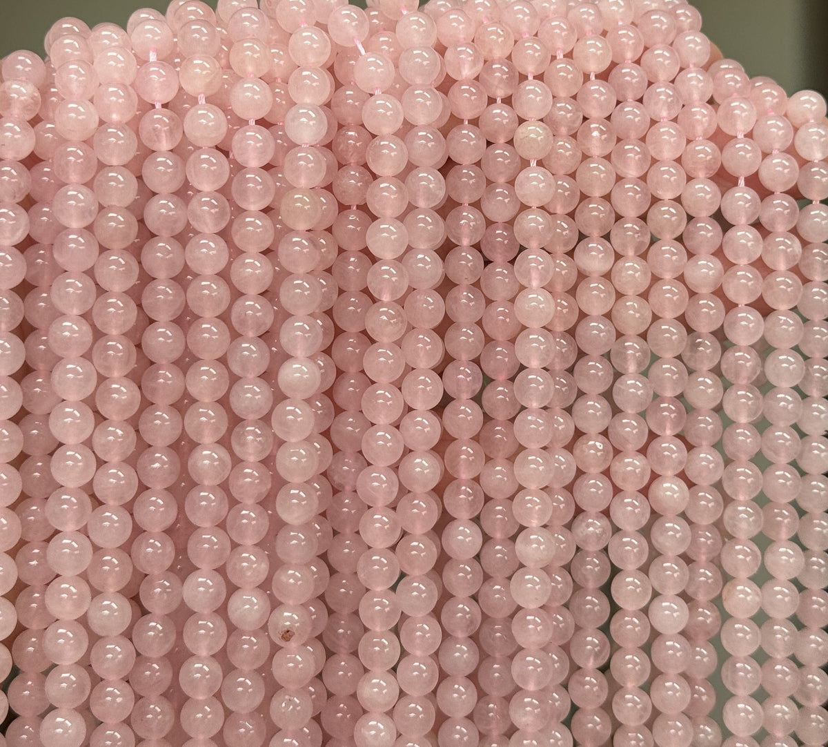 Rose Quartz 6mm round natural gemstone beads 15" strand - Oz Beads 