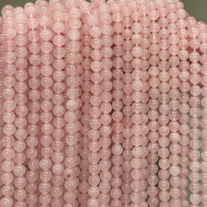 Rose Quartz 6mm round natural gemstone beads 15" strand - Oz Beads 