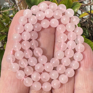 Rose Quartz 6mm round natural gemstone beads 15" strand - Oz Beads 