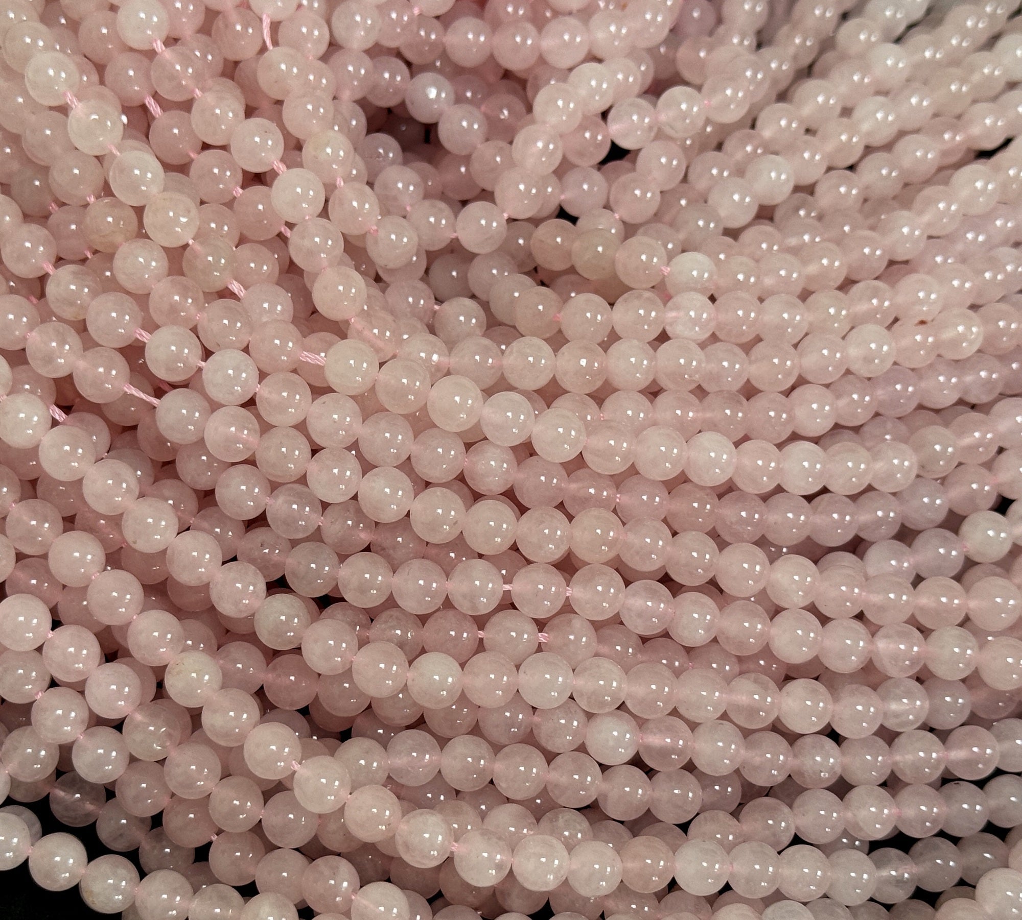 Rose Quartz 6mm round natural gemstone beads 15" strand - Oz Beads 