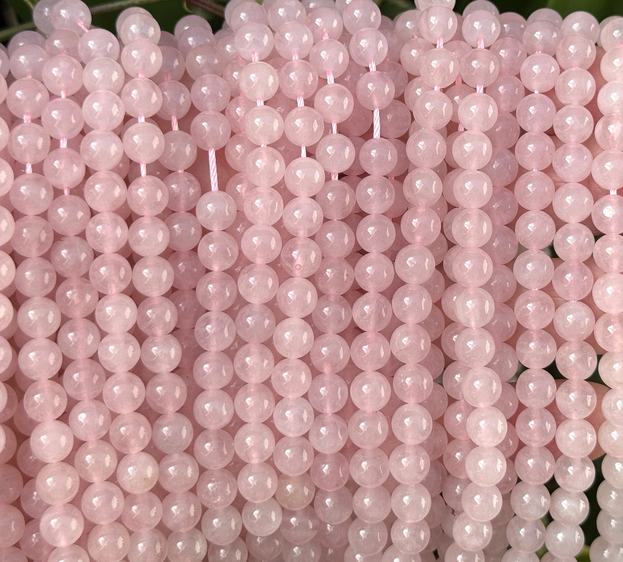 Rose Quartz 6mm round natural gemstone beads 15" strand - Oz Beads 