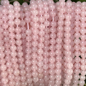 Rose Quartz 6mm round natural gemstone beads 15" strand - Oz Beads 