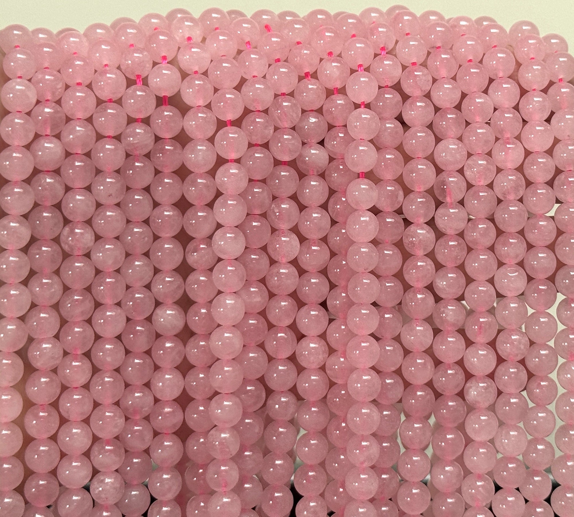 Rose Quartz 6mm round natural gemstone beads 38cm strand - Oz Beads 