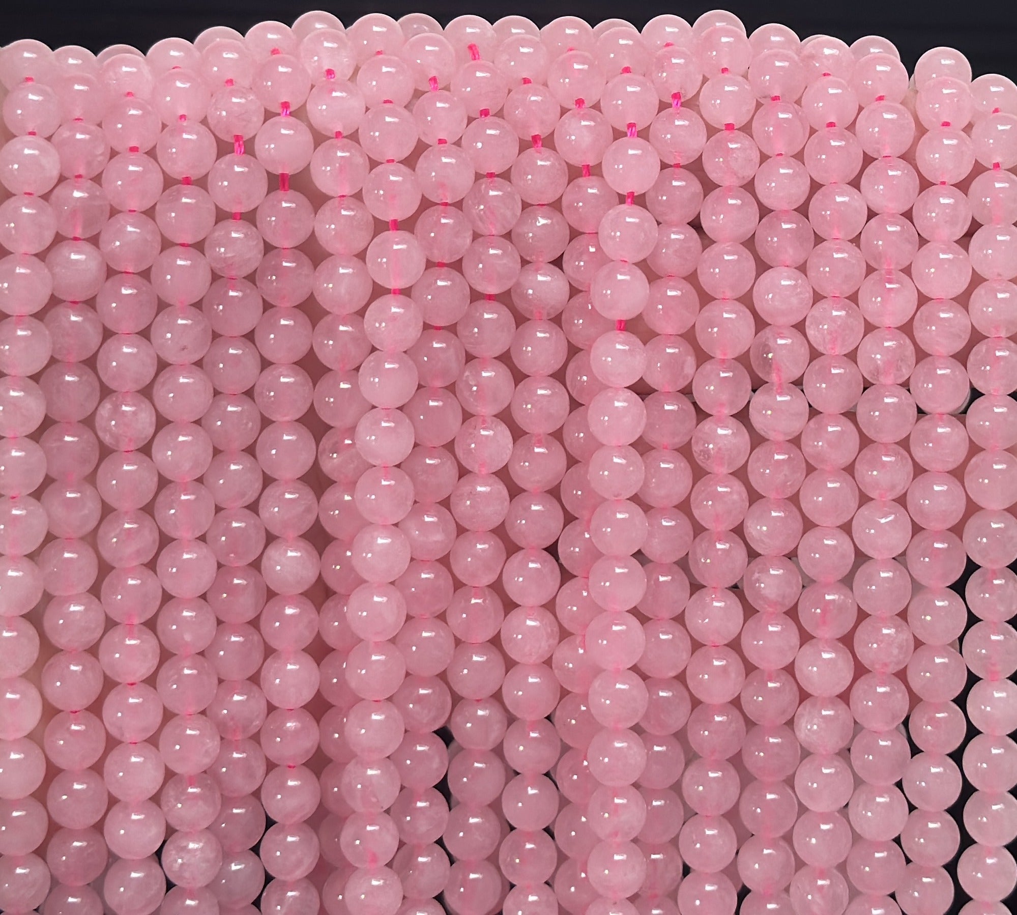 Rose Quartz 6mm round natural gemstone beads 38cm strand - Oz Beads 