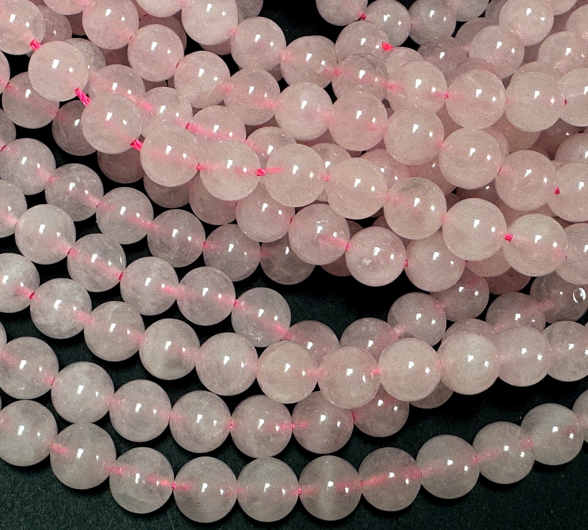 Rose Quartz 8mm round natural gemstone beads 15" strand - Oz Beads 