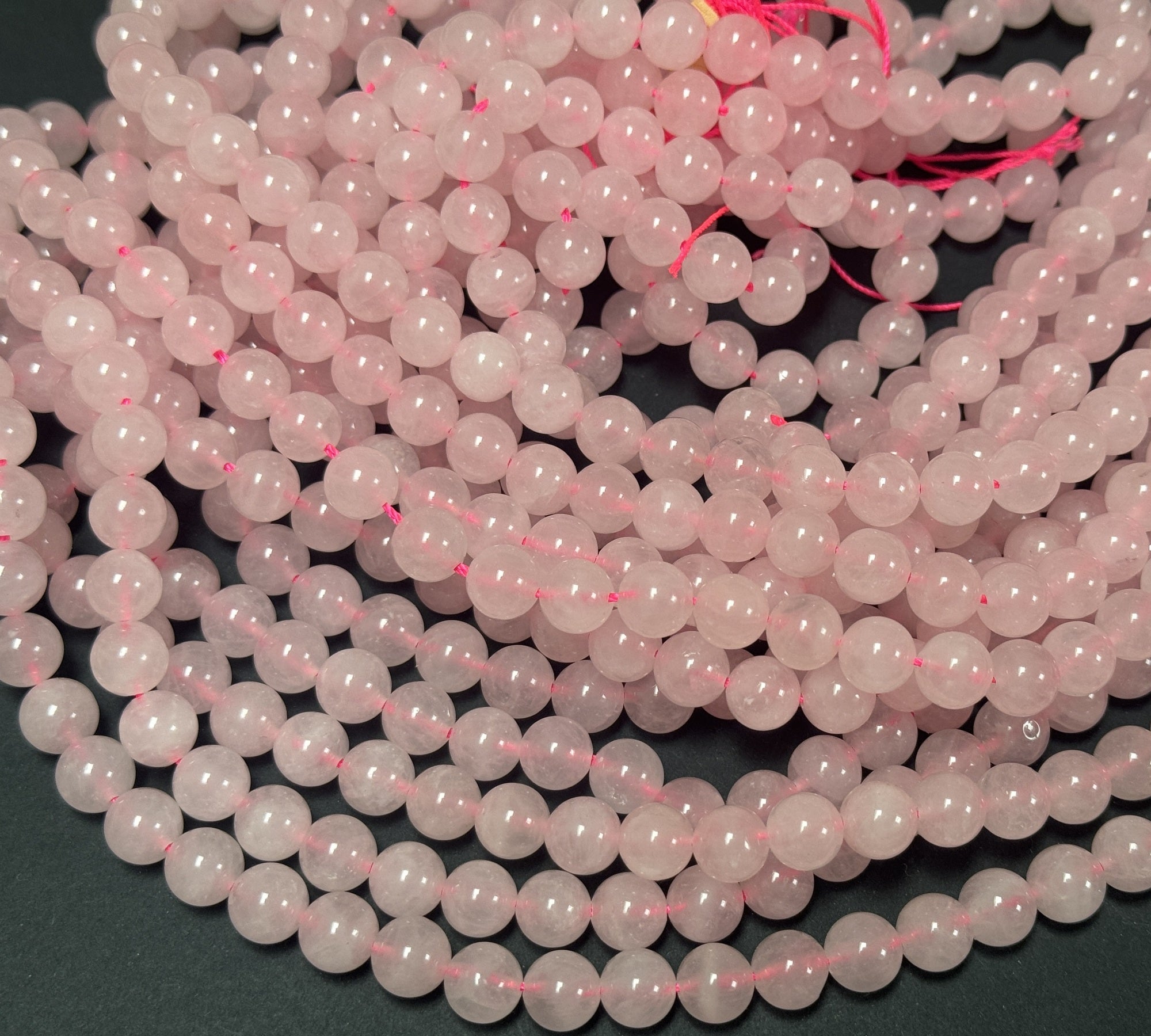 Rose Quartz 8mm round natural gemstone beads 15" strand - Oz Beads 