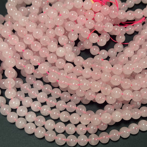 Rose Quartz 8mm round natural gemstone beads 15" strand - Oz Beads 
