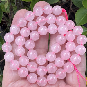 Rose Quartz 8mm round natural gemstone beads 15" strand - Oz Beads 