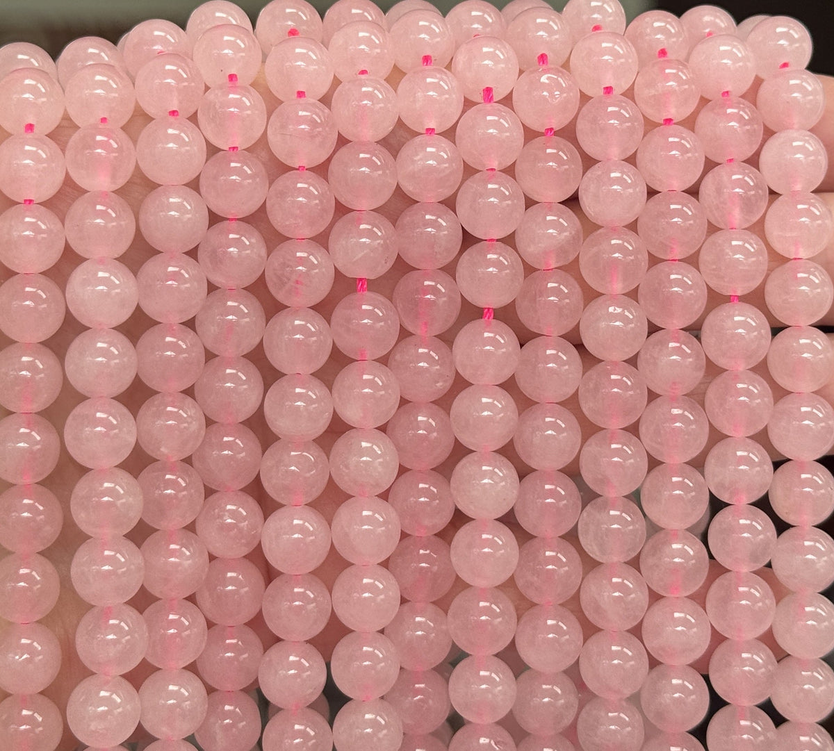 Rose Quartz 8mm round natural gemstone beads 15" strand - Oz Beads 