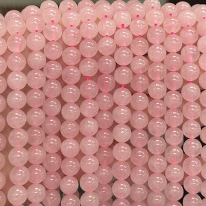 Rose Quartz 8mm round natural gemstone beads 15" strand - Oz Beads 