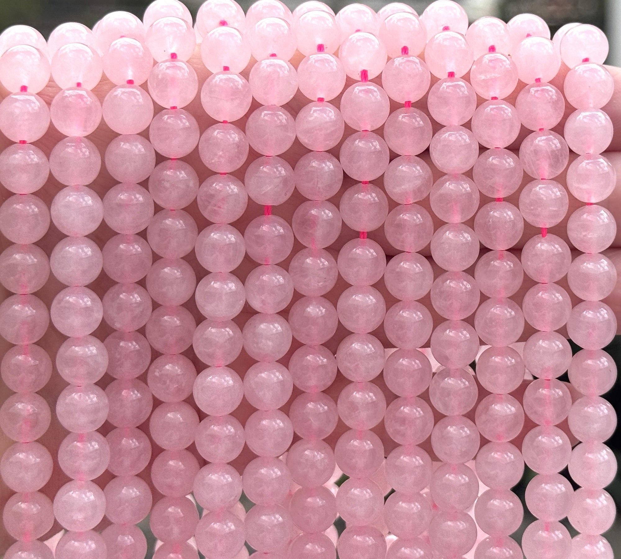 Rose Quartz 8mm round natural gemstone beads 15" strand - Oz Beads 