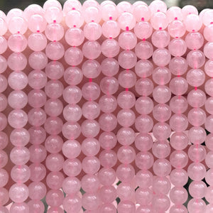 Rose Quartz 8mm round natural gemstone beads 15" strand - Oz Beads 