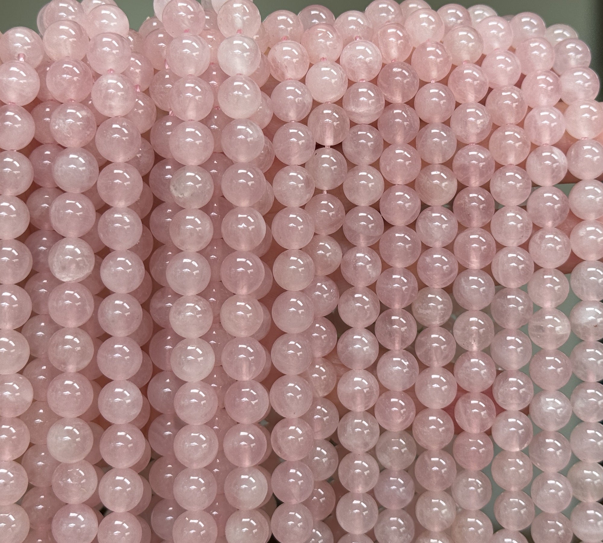 Rose Quartz 8mm round natural gemstone beads 15" strand - Oz Beads 