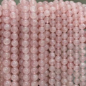 Rose Quartz 8mm round natural gemstone beads 15" strand - Oz Beads 
