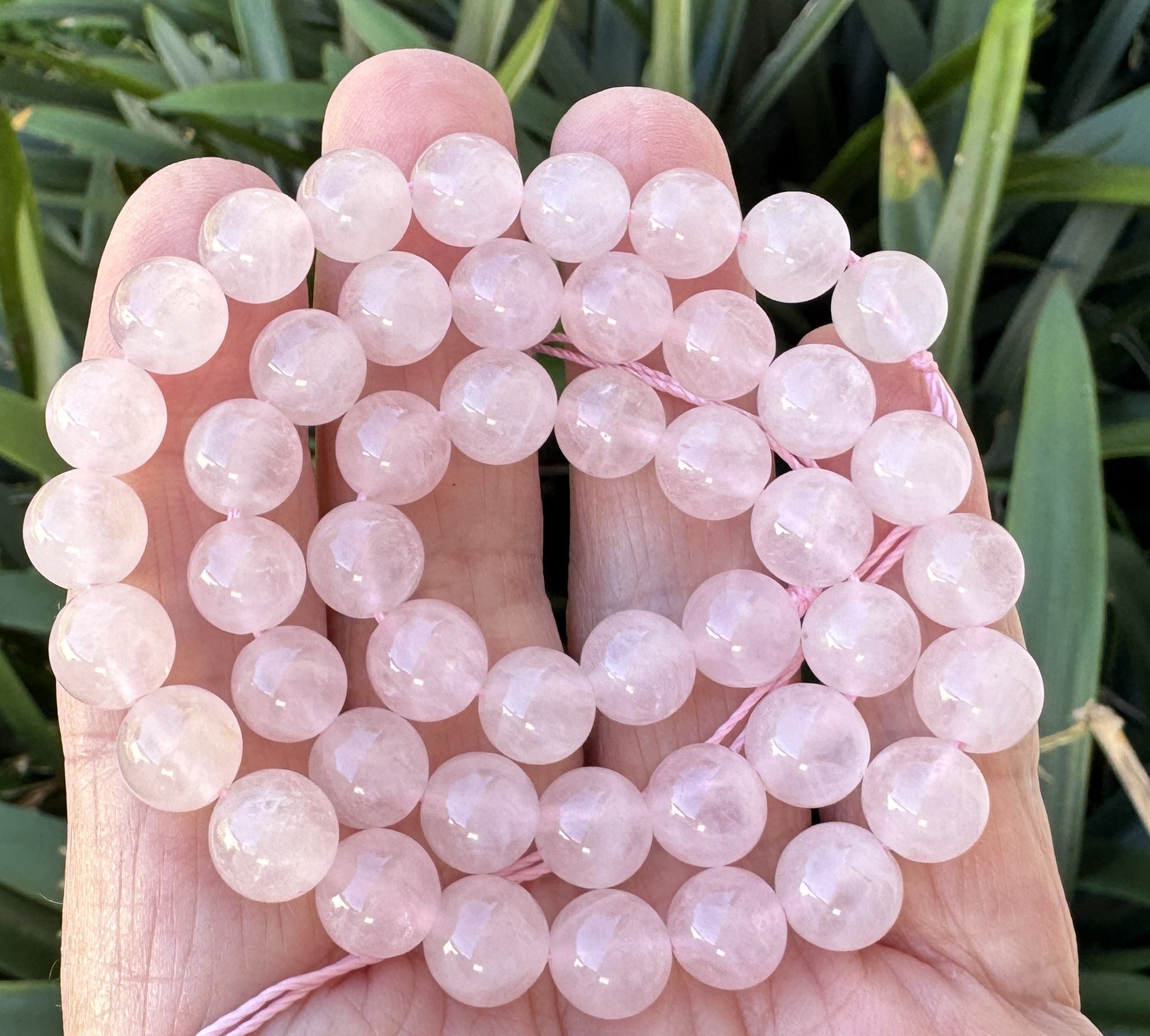 Rose Quartz 8mm round natural gemstone beads 39cm strand - Oz Beads 