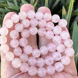 Rose Quartz 8mm round natural gemstone beads 39cm strand - Oz Beads 