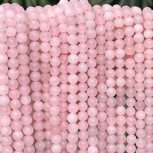 Rose Quartz matte 6mm round natural gemstone beads 15.5" strand - Oz Beads 