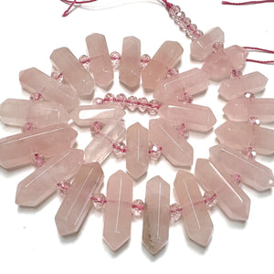 Rose Quartz Points 25 double terminated natural gemstone beads - Oz Beads