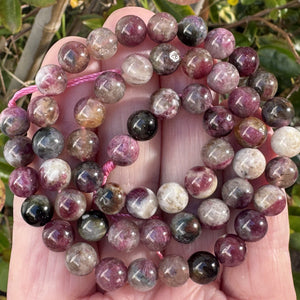 Rubellite Tourmaline 7mm round natural gemstone beads 16" strand - Oz Beads 