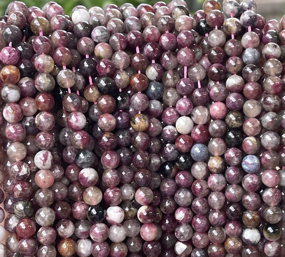 Rubellite Tourmaline 7mm round natural gemstone beads 16" strand - Oz Beads 
