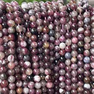 Rubellite Tourmaline 7mm round natural gemstone beads 16" strand - Oz Beads 