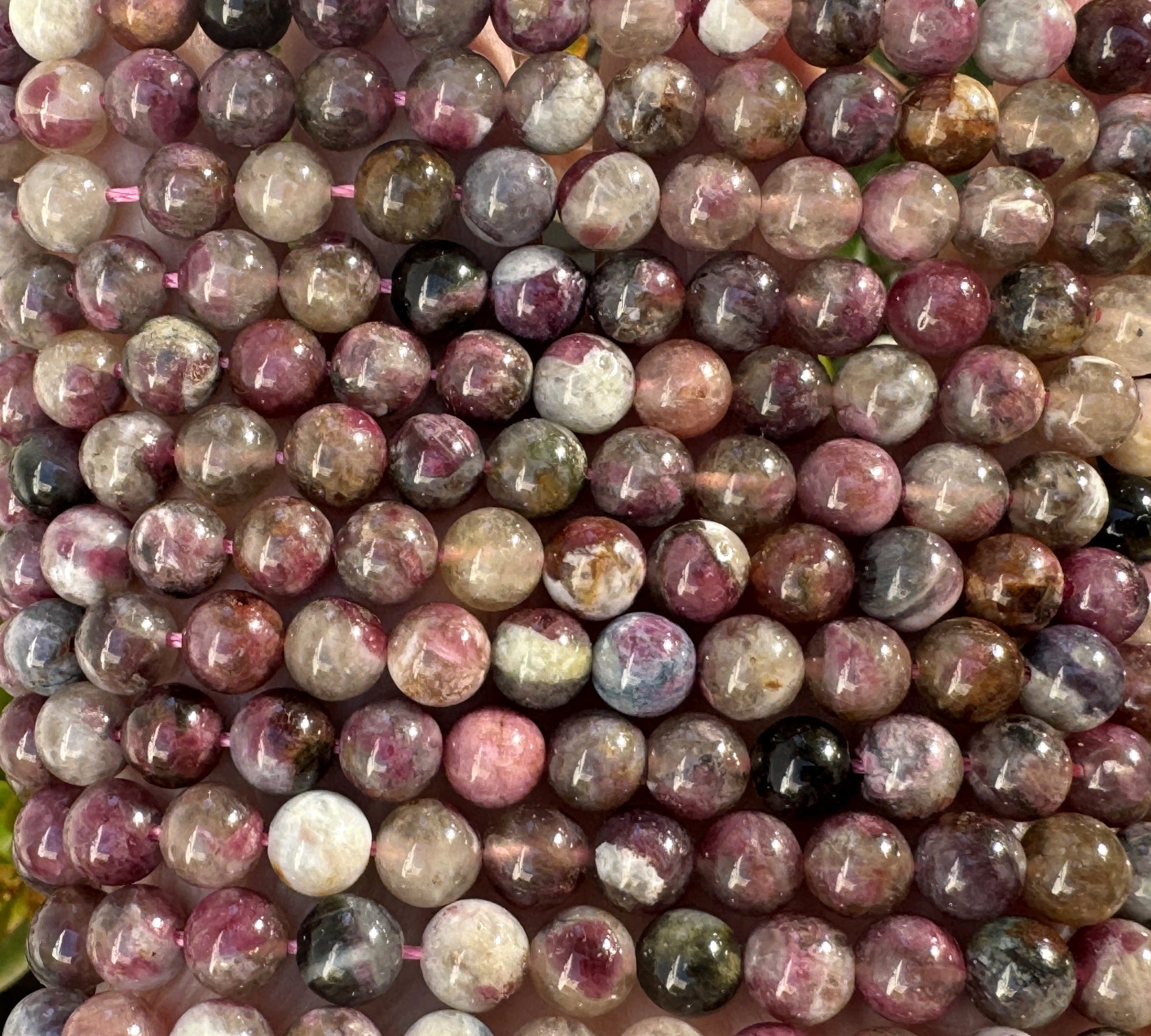 Rubellite Tourmaline 7mm round natural gemstone beads 16" strand - Oz Beads 
