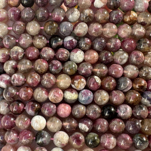 Rubellite Tourmaline 7mm round natural gemstone beads 16" strand - Oz Beads 