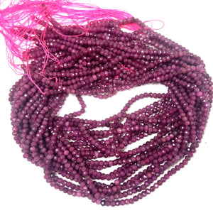 Ruby 3x4mm faceted rondelle natural gemstone beads 15.5" strand - Oz Beads 