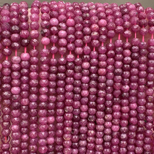 Ruby 3x4mm faceted rondelle natural gemstone beads 15.5" strand - Oz Beads 