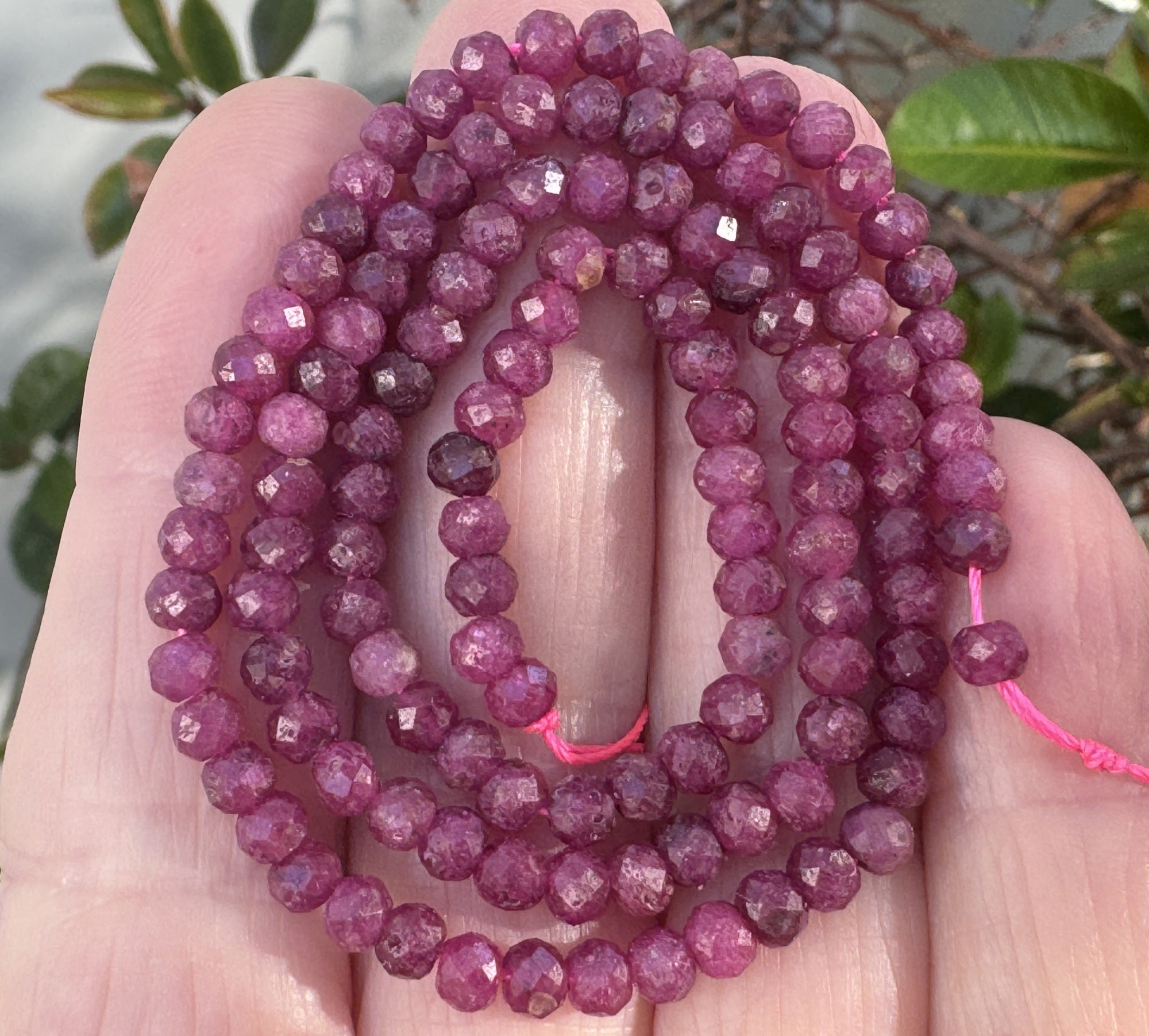 Ruby 3x4mm faceted rondelle natural gemstone beads 15.5" strand - Oz Beads 