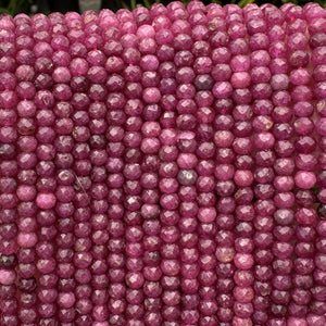 Ruby 3x4mm faceted rondelle natural gemstone beads 15.5" strand - Oz Beads 