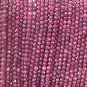 Ruby 4mm faceted round natural gemstone beads 15.5" strand - Oz Beads 