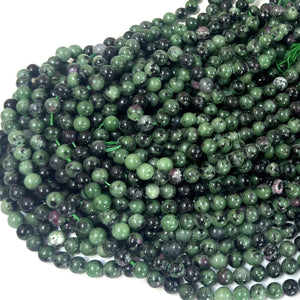 Ruby Zoisite 6mm round natural gemstone beads 15" strand - Oz Beads